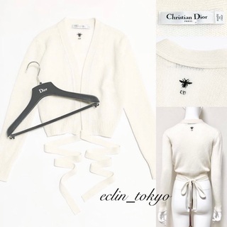 クリスチャンディオール(Christian Dior)の新品同様 ChristianDior カシミヤ リボン カーディガン E3425(カーディガン)