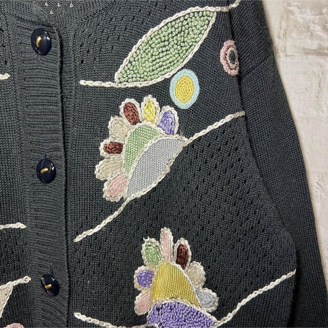 刺繍 マルチカラー レーヨン レディース カーディガン 薄手 4