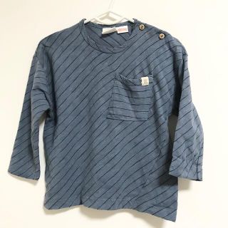 ザラキッズ(ZARA KIDS)のZARA ザラ バイアスボーダーTシャツ ブルー 80cm(Ｔシャツ)