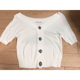 ミッシュマッシュ(MISCH MASCH)のミッシュマッシュ♡ビジュー付き半袖カーディガン(カーディガン)