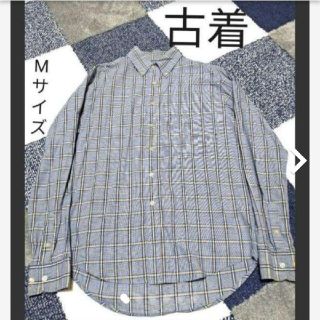 古着　チェックシャツ　Mサイズ　Blue(シャツ)