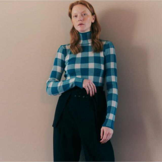 LE CIEL BLEU(ルシェルブルー)のLE CIEL BLEU Check Jacquard Rib Knit レディースのトップス(ニット/セーター)の商品写真