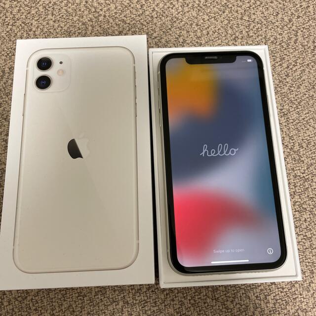 iPhone11 64GB ホワイト SIMフリー 本体 箱付 - スマートフォン本体