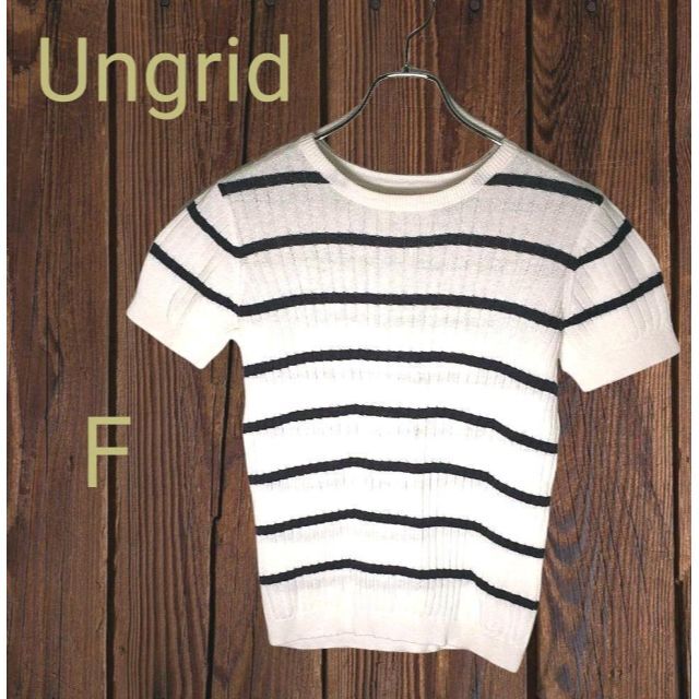 Ungrid(アングリッド)のアングリッド Ungrid ボーダーニット 半袖 サマーニット FREEサイズ レディースのトップス(ニット/セーター)の商品写真