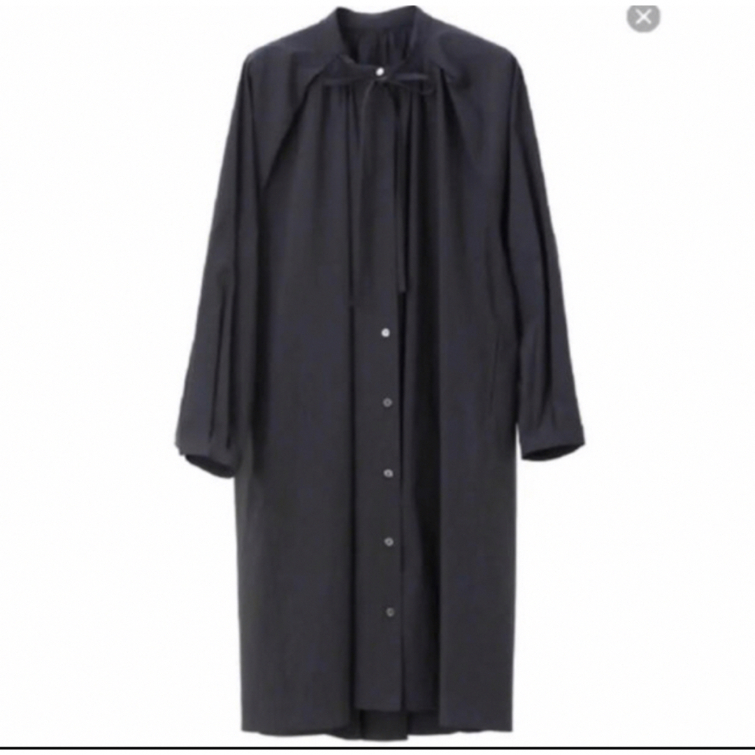 Drawer(ドゥロワー)のmachatt新品未使用タグ付きリボンタックシャツドレス黒 レディースのワンピース(ひざ丈ワンピース)の商品写真
