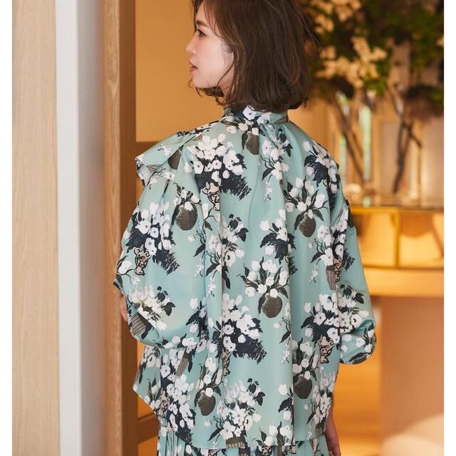 SEVEN TEN×KEITAMARUYAMA 夜の花プリントブラウス(ミント) SEVEN TEN×KEITAMARUYAMA 夜の花プリントブラウス(ミント)