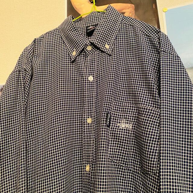 STUSSY - OLD STUSSY/90s/ボタンダウンシャツ/M/紺タグ/ロゴ刺繍の通販