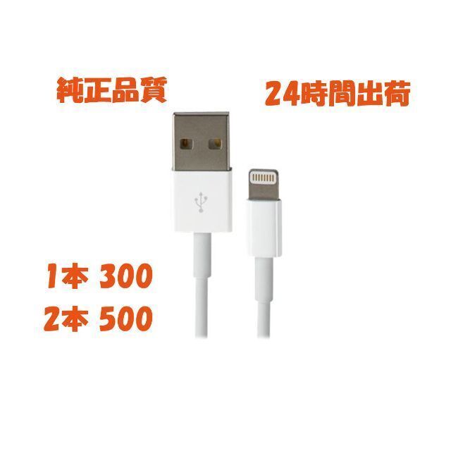 Apple(アップル)のiPhoneケーブル ライトニング充電ケーブル 純正品質 1本 1m 充電器 スマホ/家電/カメラのスマートフォン/携帯電話(バッテリー/充電器)の商品写真