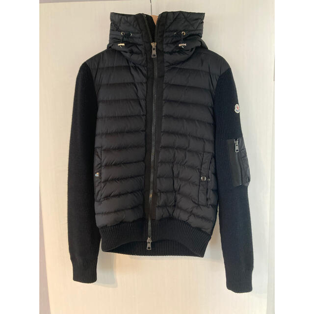 モンクレール　ダウン　ニット　パーカー　フード　ブラック　黒　Moncler