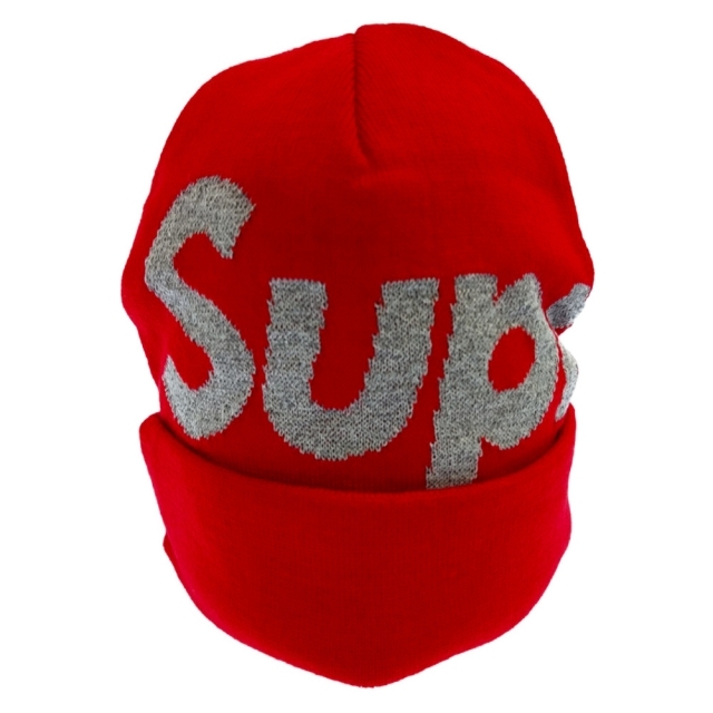 SUPREME シュプリーム 18AW Reflective Big Logo Beanie リフレクティブビックロゴニットビーニー 帽子 レッド