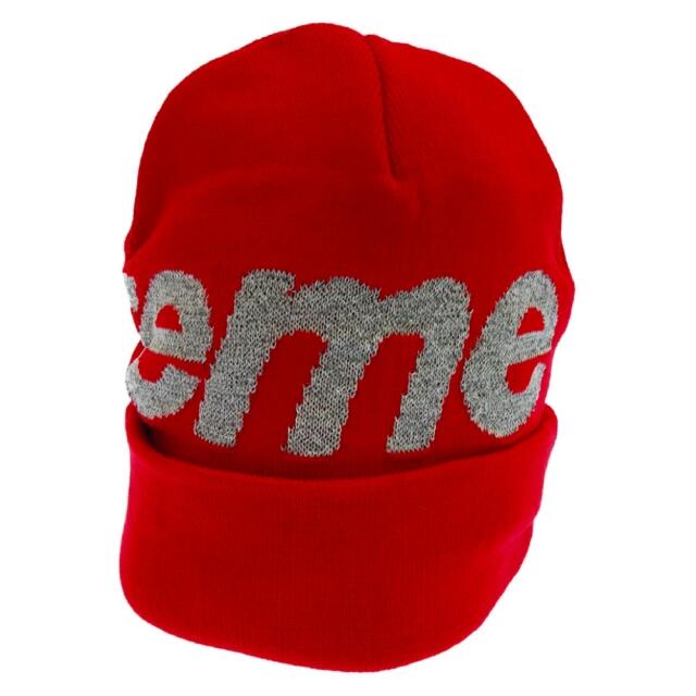 SUPREME シュプリーム 18AW Reflective Big Logo Beanie リフレクティブビックロゴニットビーニー 帽子 レッド