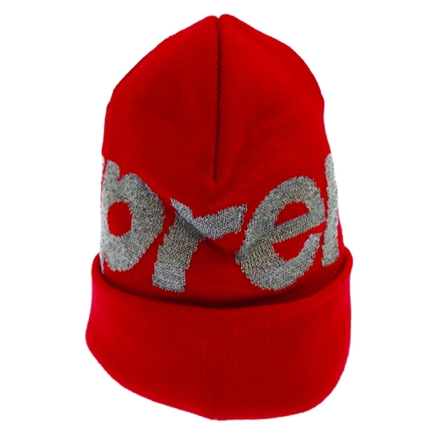 SUPREME シュプリーム 18AW Reflective Big Logo Beanie リフレクティブビックロゴニットビーニー 帽子 レッド