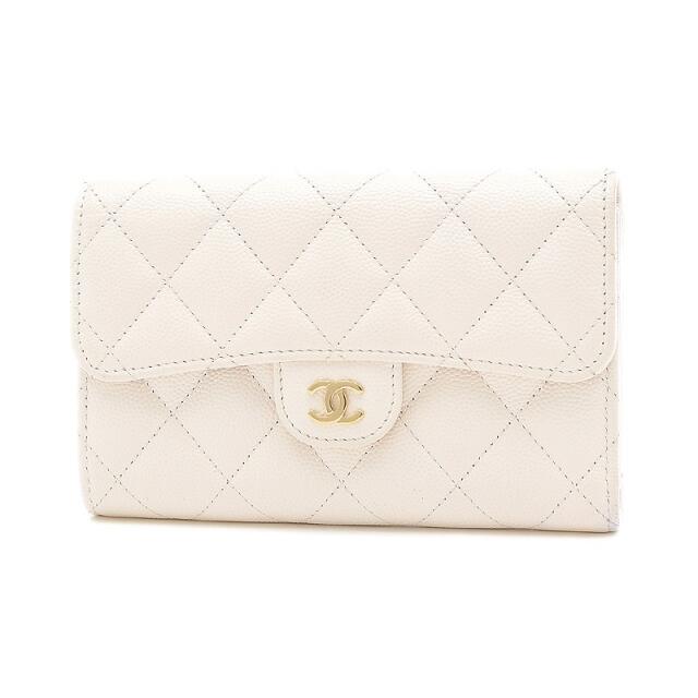 CHANEL(シャネル)のシャネル マトラッセ 3つ折り財布 キャビアスキン ホワイト レディースのファッション小物(財布)の商品写真