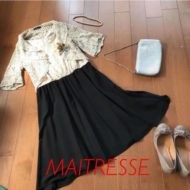 MAITRESSE フレアワンピース ノースリーブ フォーマルドレス ブラック