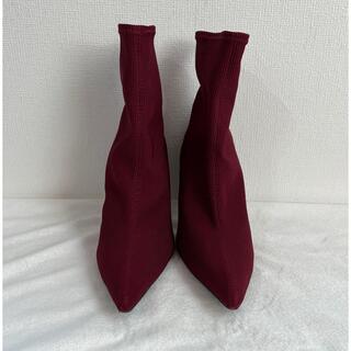 エイミーイストワール(eimy istoire)のリブブーツ　Mサイズ　赤色(ブーツ)