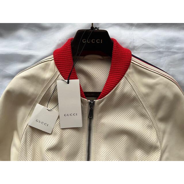 Gucci(グッチ)の★美品・46★GUCCI レザージャケット レザー ジャケット グッチ ホワイト メンズのジャケット/アウター(レザージャケット)の商品写真