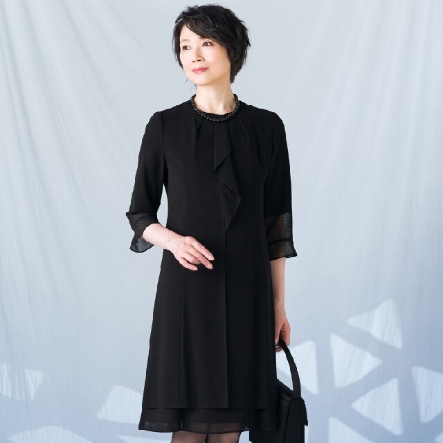 SOIR - 新品✨ソワール 高級ワンピース 羽織 2点セット 黒 喪服 礼服