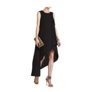 ビーシービージーマックスアズリア(BCBGMAXAZRIA)の希少　xxs アシンメトリー　ブラック　フォーマル(ロングドレス)