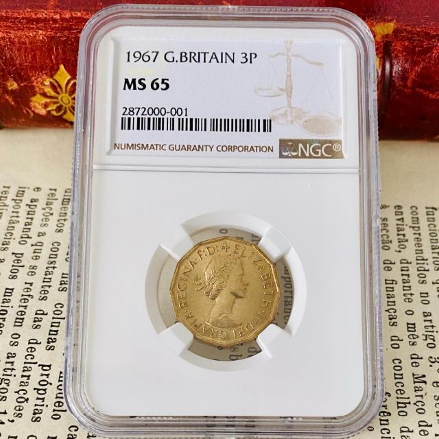 ★NGC★最高鑑定★1967 イギリス 3ペンス MS65 エリザベス女王