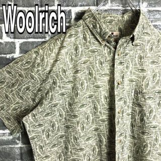 ウールリッチ(WOOLRICH)のウールリッチ☆総柄シャツ フィッシュ柄 古着 ゆるだぼ ワンポイントロゴ l47(シャツ)