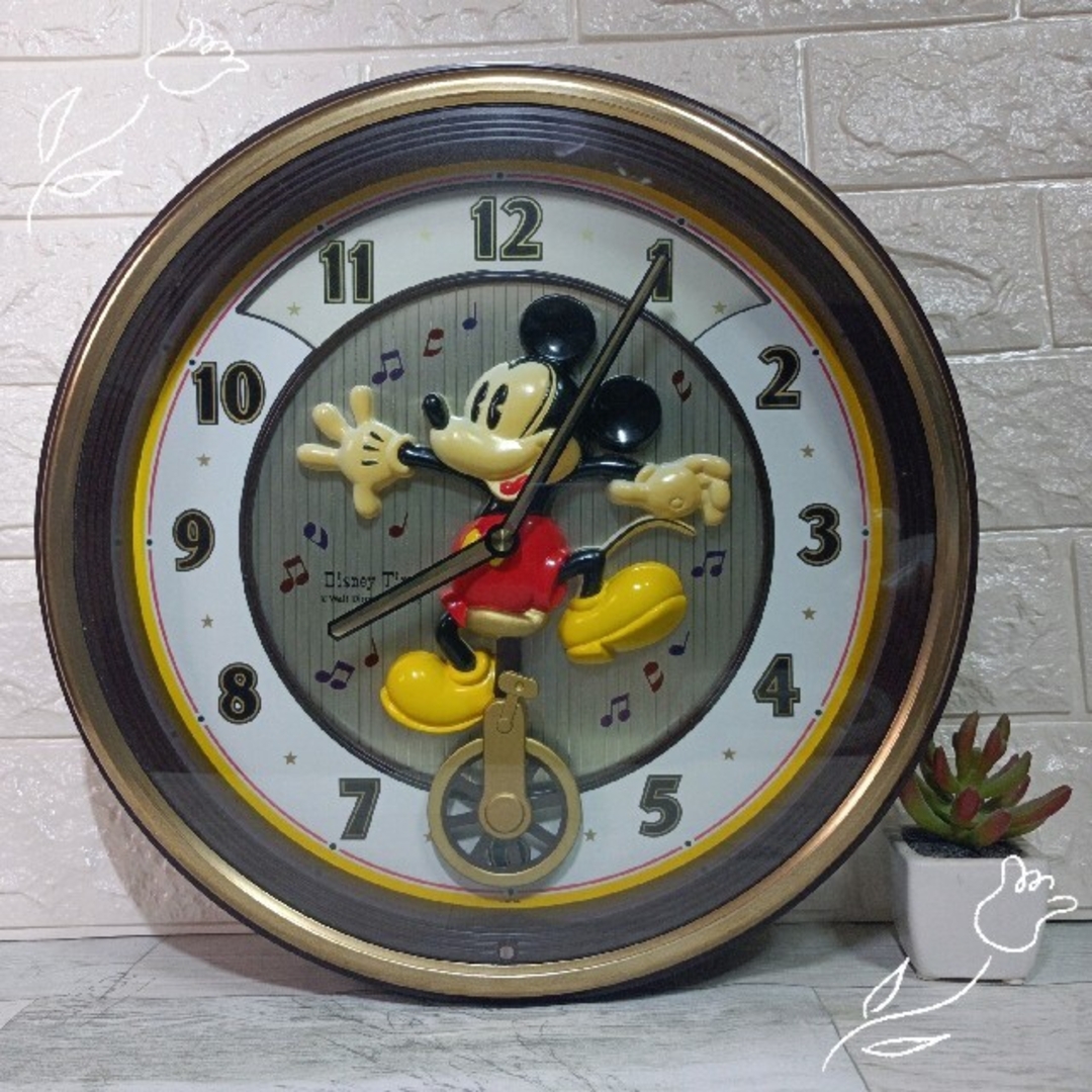 レア Disney ミッキー からくり時計 掛け時計の通販 by りえ's shop