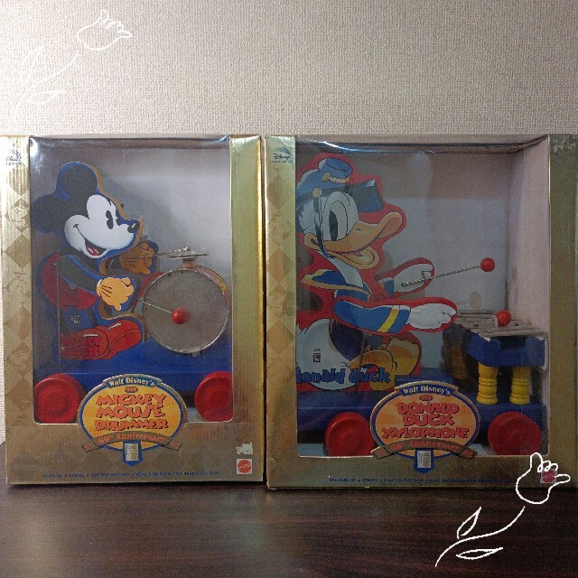キャラクターグッズ 木製ミッキーマウスドラマー＆ドナルドダックシロフォン ディズニー60周年記念商品