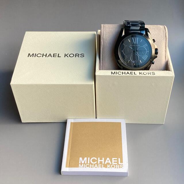 Michael Kors(マイケルコース)の【新品】マイケルコース クォーツ 腕時計 男女 クロノグラフ カレンダー 黒 メンズの時計(腕時計(アナログ))の商品写真