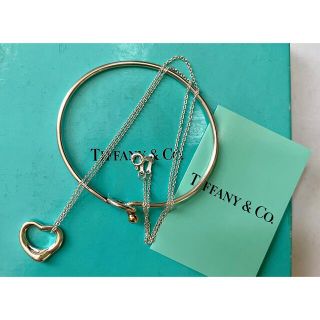 ティファニー(Tiffany & Co.)の美品　ティファニー　ラブノット　バングル　ハート　ネックレス　シルバー925(ブレスレット/バングル)