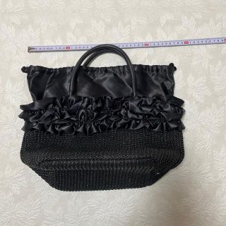 ルートート(ROOTOTE)のルートート  フリル カゴバッグ  黒(ハンドバッグ)