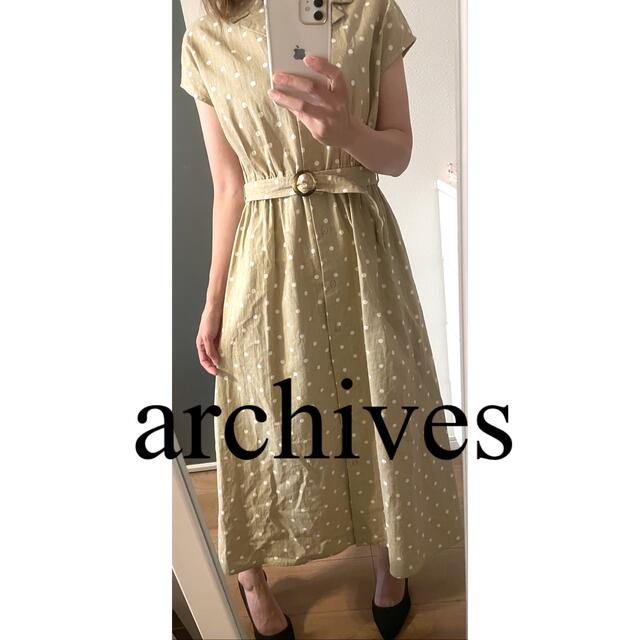 archives(アルシーヴ)の☆archives☆アルシーヴ　ウエストベルト付きドットロングワンピース レディースのワンピース(ロングワンピース/マキシワンピース)の商品写真