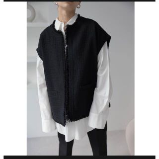 nae Novel Tweed Vest_black ベスト　ツイード