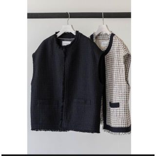 nae Novel Tweed Vest_black ベスト　ツイード