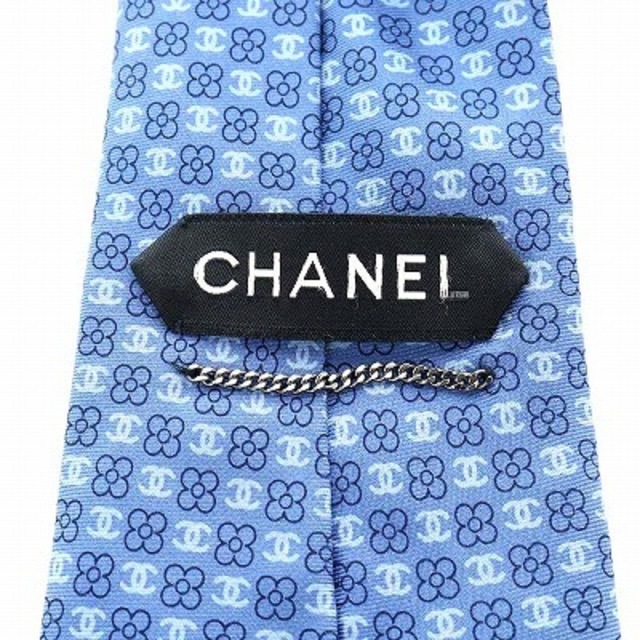 CHANEL(シャネル)のシャネル CHANEL ワイドタイ ネクタイ ココマーク 総柄 シルク 青 メンズのファッション小物(ネクタイ)の商品写真