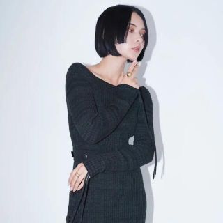 アメリヴィンテージ(Ameri VINTAGE)の美品  完売品　SR CURVY KNIT DRESS (BLACK)(ロングワンピース/マキシワンピース)