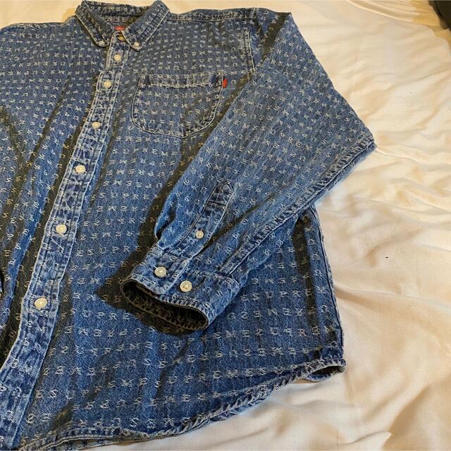 Supreme Jacquard Logos Denim Shirt Large 2