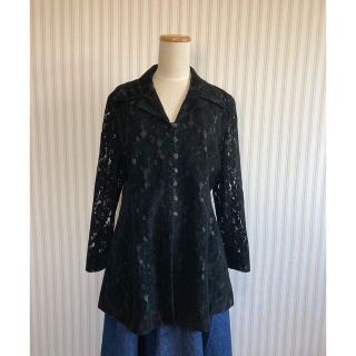 グリモワール(Grimoire)の古着　ヴィンテージ レース　ロングシャツ　used ビンテージ　レトロ(シャツ/ブラウス(長袖/七分))