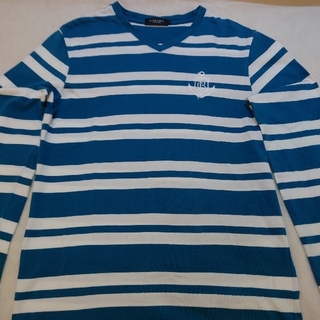 ブラックレーベルクレストブリッジ(BLACK LABEL CRESTBRIDGE)のBLACK LABEL Tシャツ ボーダー柄 ブルー系 Mサイズ 小さめ(Tシャツ/カットソー(七分/長袖))