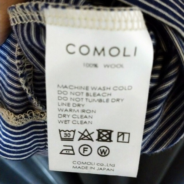 COMOLI(コモリ)のCOMOLI ウール天竺半袖クルー ボーダー サイズ2 メンズのトップス(Tシャツ/カットソー(半袖/袖なし))の商品写真