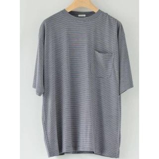 コモリ(COMOLI)のCOMOLI ウール天竺半袖クルー ボーダー サイズ2(Tシャツ/カットソー(半袖/袖なし))