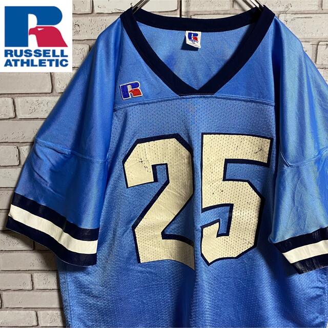 90s  ラッセル USA製 フットボールシャツ 刺繍 ビッグシルエット