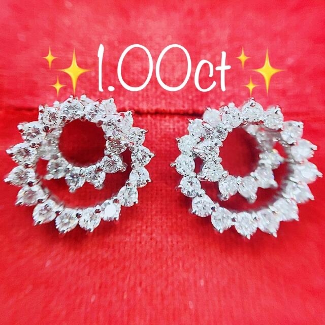 ☆1.00ct☆✨ダイヤモンドプラチナモチーフピアス イヤリング