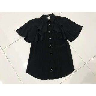 GUCCI グッチ 半袖 シルク シフォン フリル トップス ブラック irosin