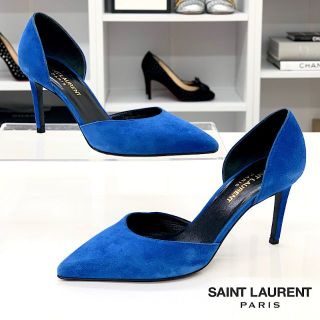 サンローラン(Saint Laurent)の15 サンローラン スエード パンプス 青(ハイヒール/パンプス)