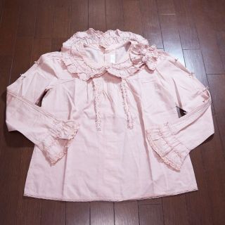 ピンクハウス(PINK HOUSE)のピンクハウス♡フランスレース付き♡ステーションリボンデザインの綿ローンブラウス(シャツ/ブラウス(長袖/七分))