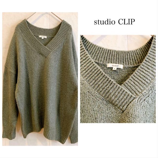 STUDIO CLIP(スタディオクリップ)のstudio CLIP グリーン ニット レディースのトップス(ニット/セーター)の商品写真