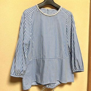 マッキントッシュフィロソフィー(MACKINTOSH PHILOSOPHY)の【もこもこさま専用】マッキン　パール付き　ストライプブラウス(シャツ/ブラウス(長袖/七分))