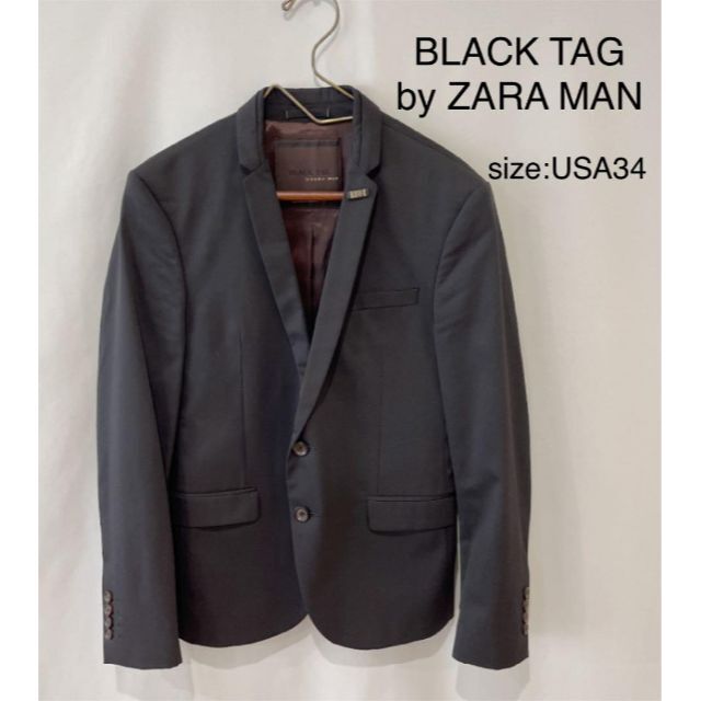 美品✨ZARA MAN ザラ 黒 メンズ ブラック シンプル無地 シャージ XL