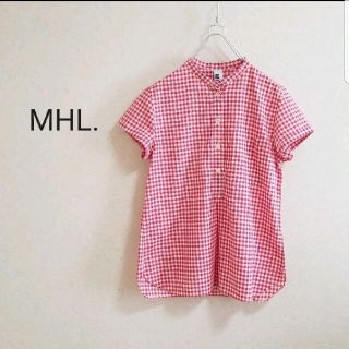 マーガレットハウエル シャツ/ブラウス(レディース/半袖)(チェック お得に買える通販 マーガレットハウエル 【美品】 ラージチェック MHL ブラウス シャツ リネン シャツ/ブラウス(半袖/袖なし)