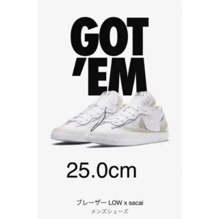 ナイキ(NIKE)の25センチ NIKE × sacai ブレーザー LOW ホワイト サカイ(スニーカー)