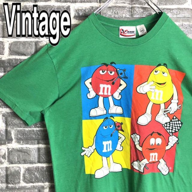 M&M's☆Tシャツ  ゆるだぼ デカロゴ緑 90s 一点物 緑 m34 .